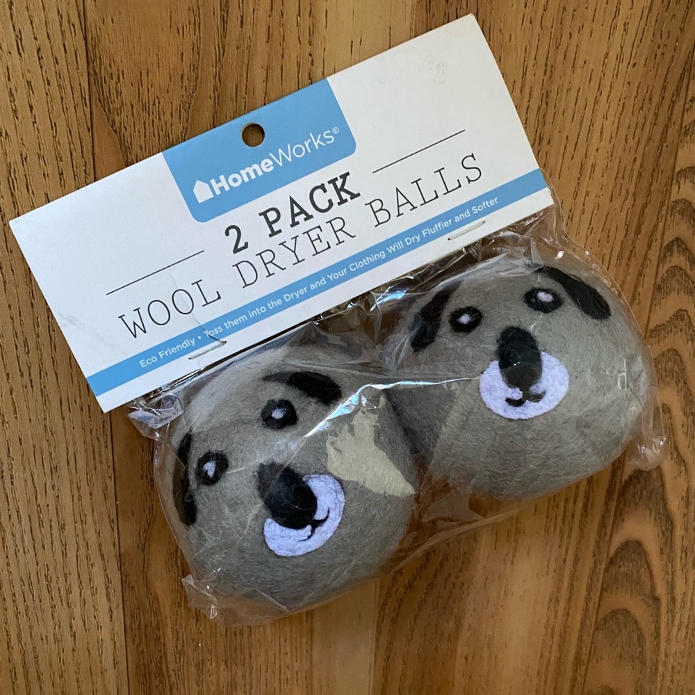 HOMEWORKS WOOL DRYER BALLS Wool Dog Face Balls NEW